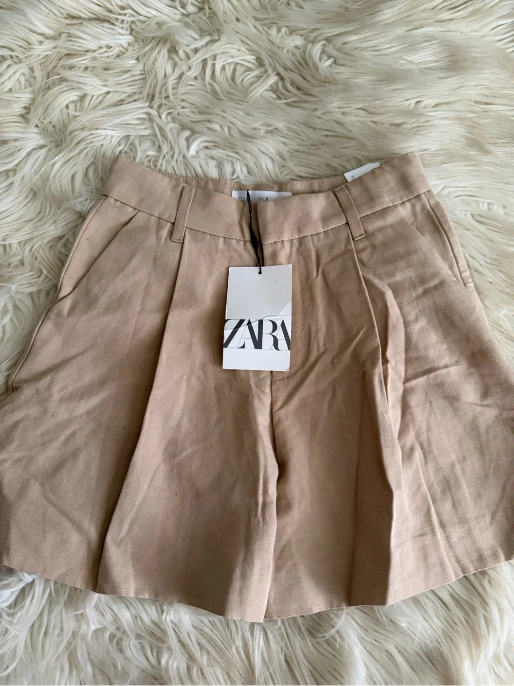 Zara Girls Beige Cropped Blazer and High-Waist Shorts Set